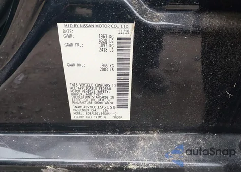 2020 Nissan Altima S z USA, uszkodzony, nr VIN 1N4BL4BVXLC195159